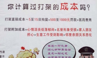 济源警方制作 “打架成本”宣传单 已发放1000份